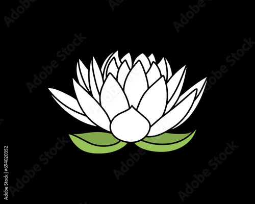 Doodle lotos flower with leaf clipart Hand drawn cartoon nature Vector stock illustration EPS 10