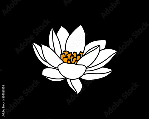 Doodle lotos flower with leaf clipart Hand drawn cartoon nature Vector stock illustration EPS 10