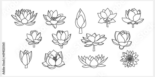 Lotus flower doodle icon isolated. Sketch vector stock illustration. EPS 10