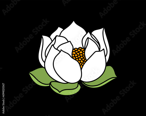 Doodle lotos flower with leaf clipart Hand drawn cartoon nature Vector stock illustration EPS 10