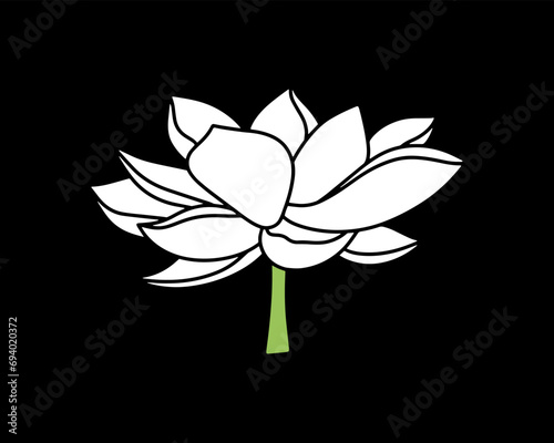 Doodle lotos flower with leaf clipart Hand drawn cartoon nature Vector stock illustration EPS 10