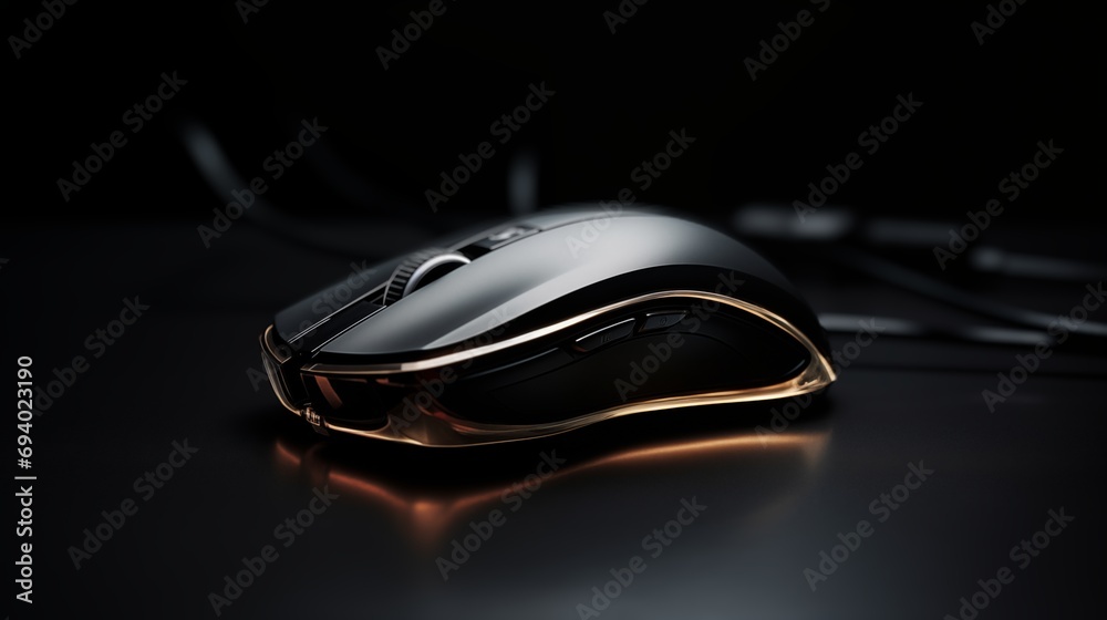 A close up of a computer mouse on a black surface - 1 A close up of a computer mouse on a black surface - 1