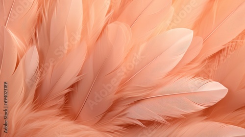 Feathers background, peach fuzz shade photo