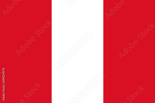 The official current flag of Republic of Peru. State flag of Peru. Illustration. photo