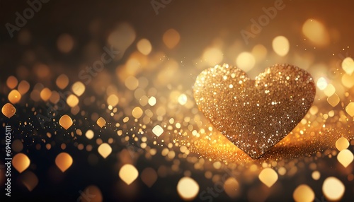 Radiant Heart Shaped Light with Sparkling Particles on a Warm Background. The essence of affection with a luminous heart amid sparkling particles that suggest a celebration of love photo