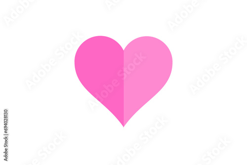 Pink heart shaped isolated on white. Paper pink volumetric heart, for valentine. Paper cut decoration for love expression