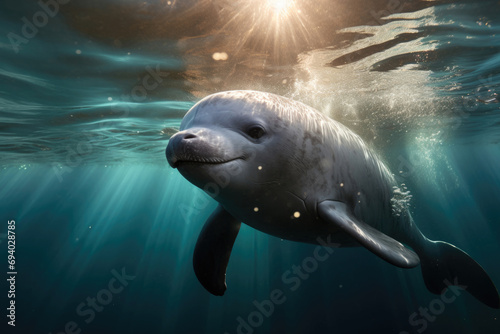 Vaquita the world s smallest porpoise species swimming in its natural habitat
