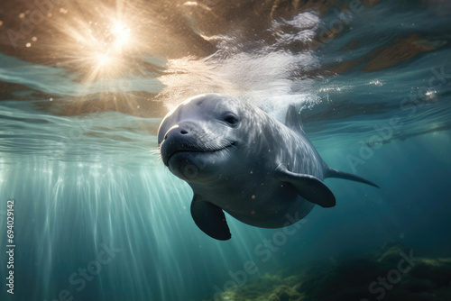 Vaquita the world's smallest porpoise species swimming in its natural habitat © Veniamin Kraskov