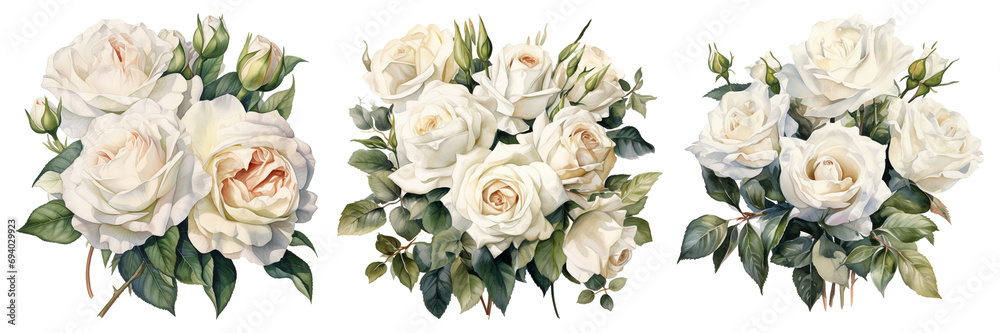 white rose set.