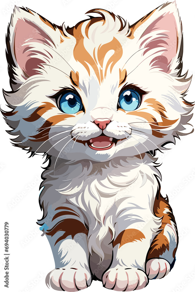 Cute Kitten Illustration in Vector Style