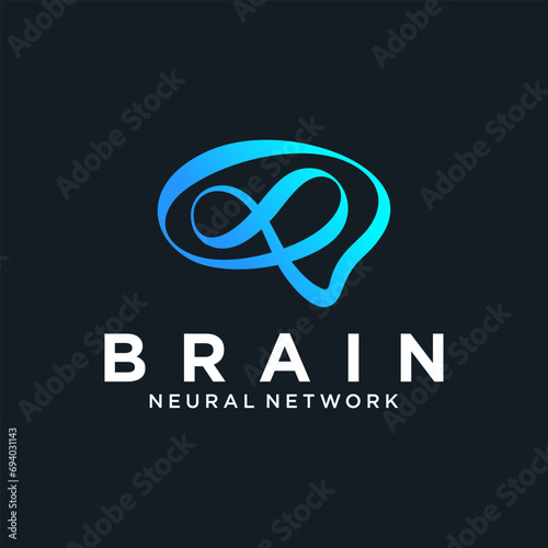 Abstract Creative Colorful Brain Infinity Logo Design Vector Template