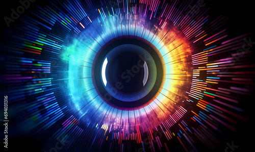 Human multicolored iris of the eye  photo
