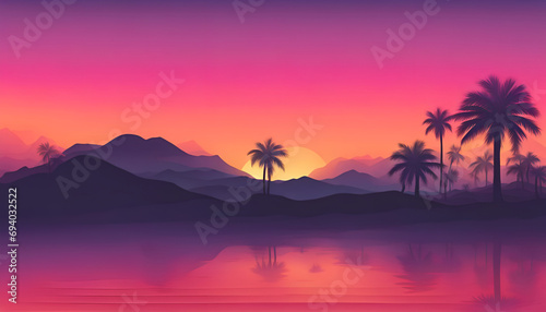 Tropical island sunset