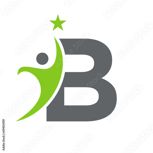 Letter B Bio Logo, Health Care Symbol, Healthy Logotype, Care Sign