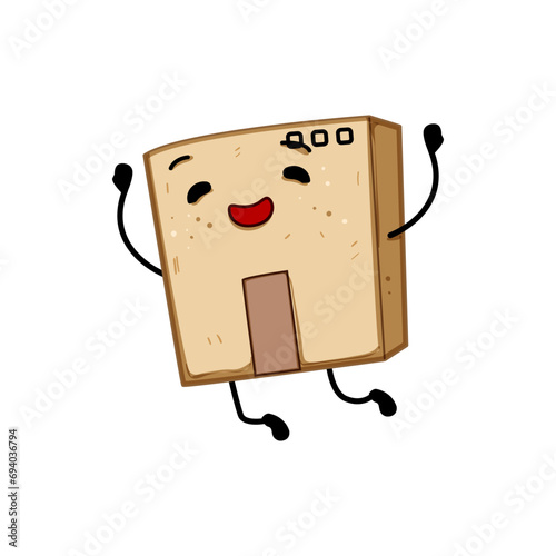shipping cardboard box character cartoon. order face, funny mascot, open container shipping cardboard box character sign. isolated symbol vector illustration