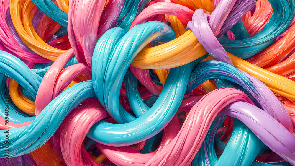 Colorful plastic twirl background. Close up of colorful plastic twirl.