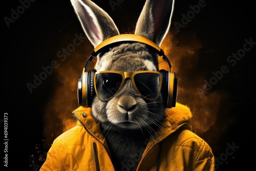 Cool Rabbit DJ with Headphones © Lucija