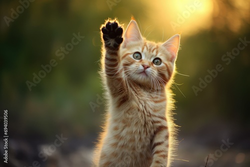 High-Five with a Cute Cat photo