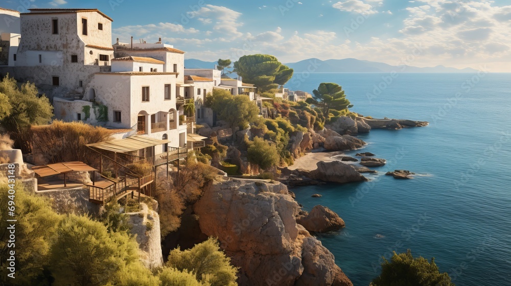 Explore cliffside villages and olive groves along the scenic Greek coast.