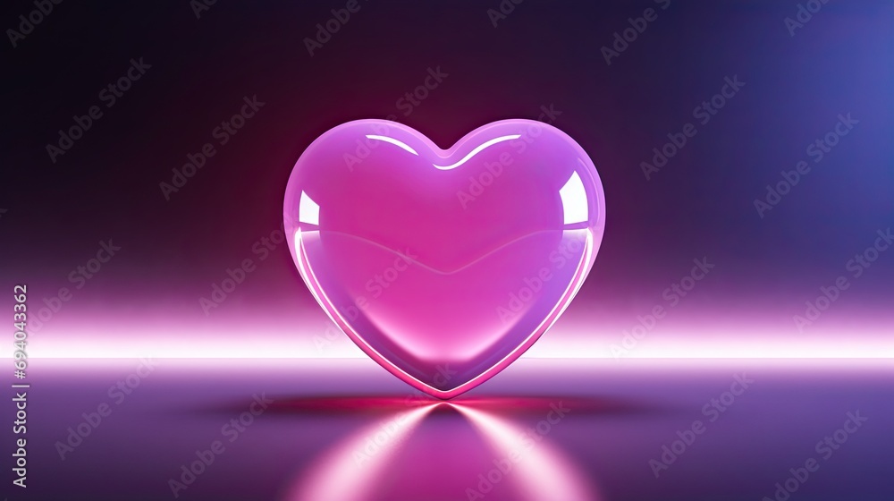 3D illustration, pink heart glowing 3D illustration, pink heart glowing