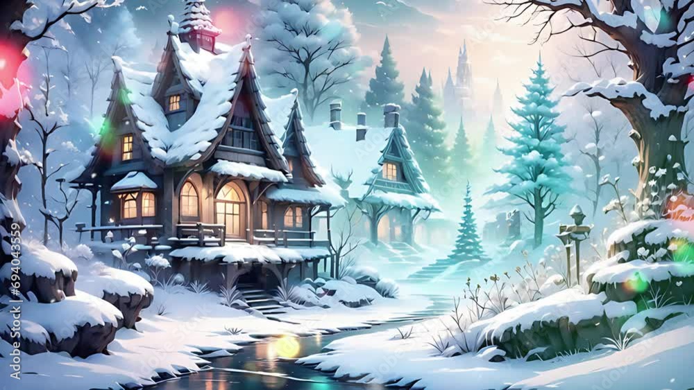 winter landscape with snow fall animated winter landscape with snow fall animated