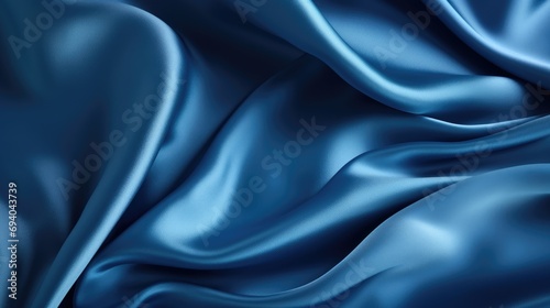 Soft texture of silk fabric, blue color, fabric background. The concept of a fashionable background for Christmas and New Year, Valentine's Day holiday.