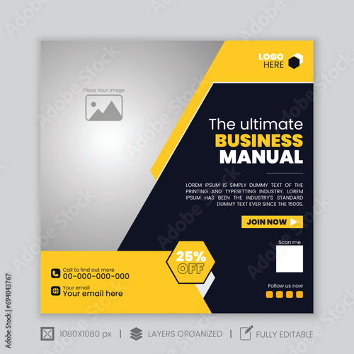 Modern business social media post design.