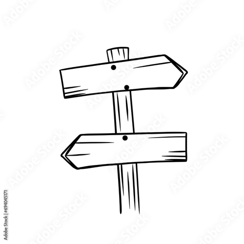 Wooden signpost hand drawn