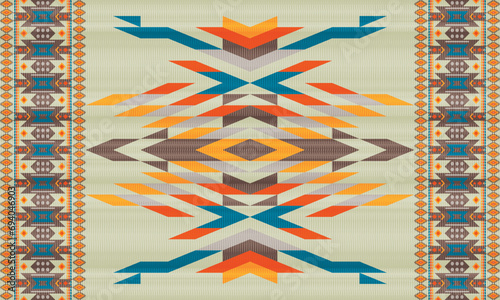 American ethnic native pattern.Traditional Navajo,Aztec,Apache,Southwest and Mexican style fabric pattern.Abstract vector motifs pattern.Design for fabric,clothing,blanket,carpet,woven,wrap,decoration