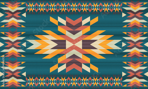 American ethnic native pattern.Traditional Navajo,Aztec,Apache,Southwest and Mexican style fabric pattern.Abstract vector motifs pattern.Design for fabric,clothing,blanket,carpet,woven,wrap,decoration