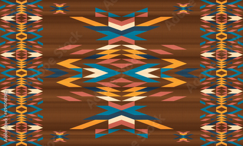 American ethnic native pattern.Traditional Navajo,Aztec,Apache,Southwest and Mexican style fabric pattern.Abstract vector motifs pattern.Design for fabric,clothing,blanket,carpet,woven,wrap,decoration