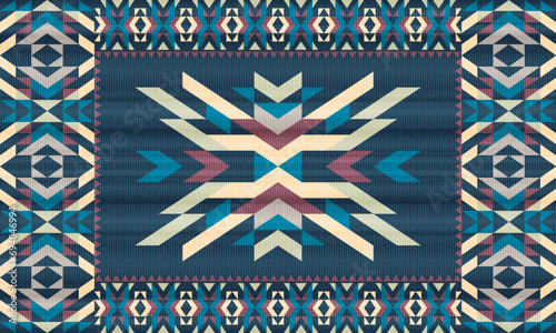 American ethnic native pattern.Traditional Navajo,Aztec,Apache,Southwest and Mexican style fabric pattern.Abstract vector motifs pattern.Design for fabric,clothing,blanket,carpet,woven,wrap,decoration