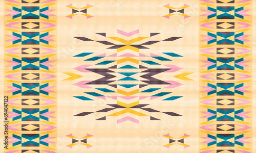 American ethnic native pattern.Traditional Navajo,Aztec,Apache,Southwest and Mexican style fabric pattern.Abstract vector motifs pattern.Design for fabric,clothing,blanket,carpet,woven,wrap,decoration