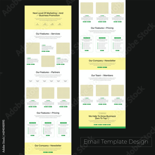 Email newsletter Template For promoting business services by email marketing with Modern style shapes on the background. Vector illustration for web email promotions and landing pages.