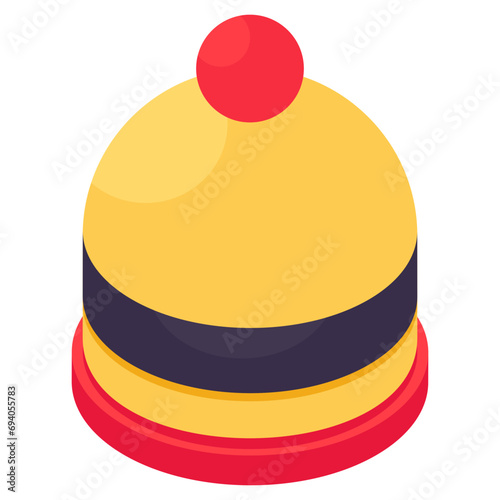 An editable design icon woolen cap, headwear accessory 