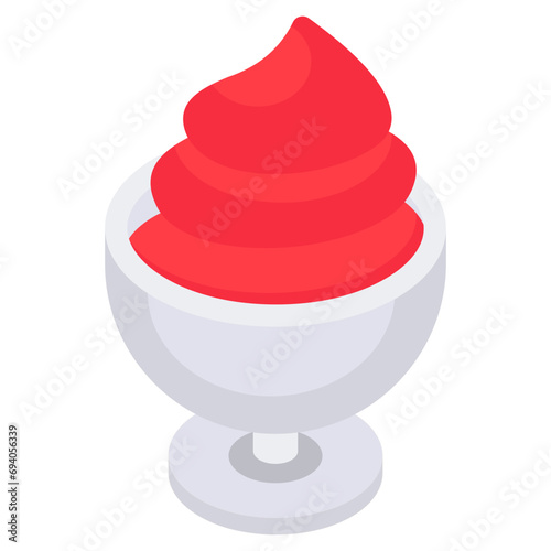 A yummy icon of ice cream cup