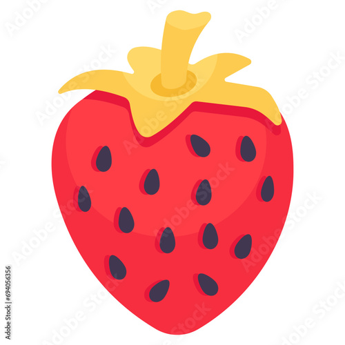 An isometric design icon of strawberry 