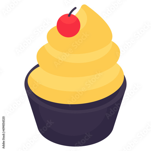 A yummy icon of ice cream cup