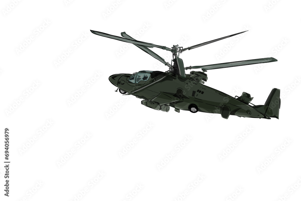 Fototapeta premium an apache helicopter flying without background