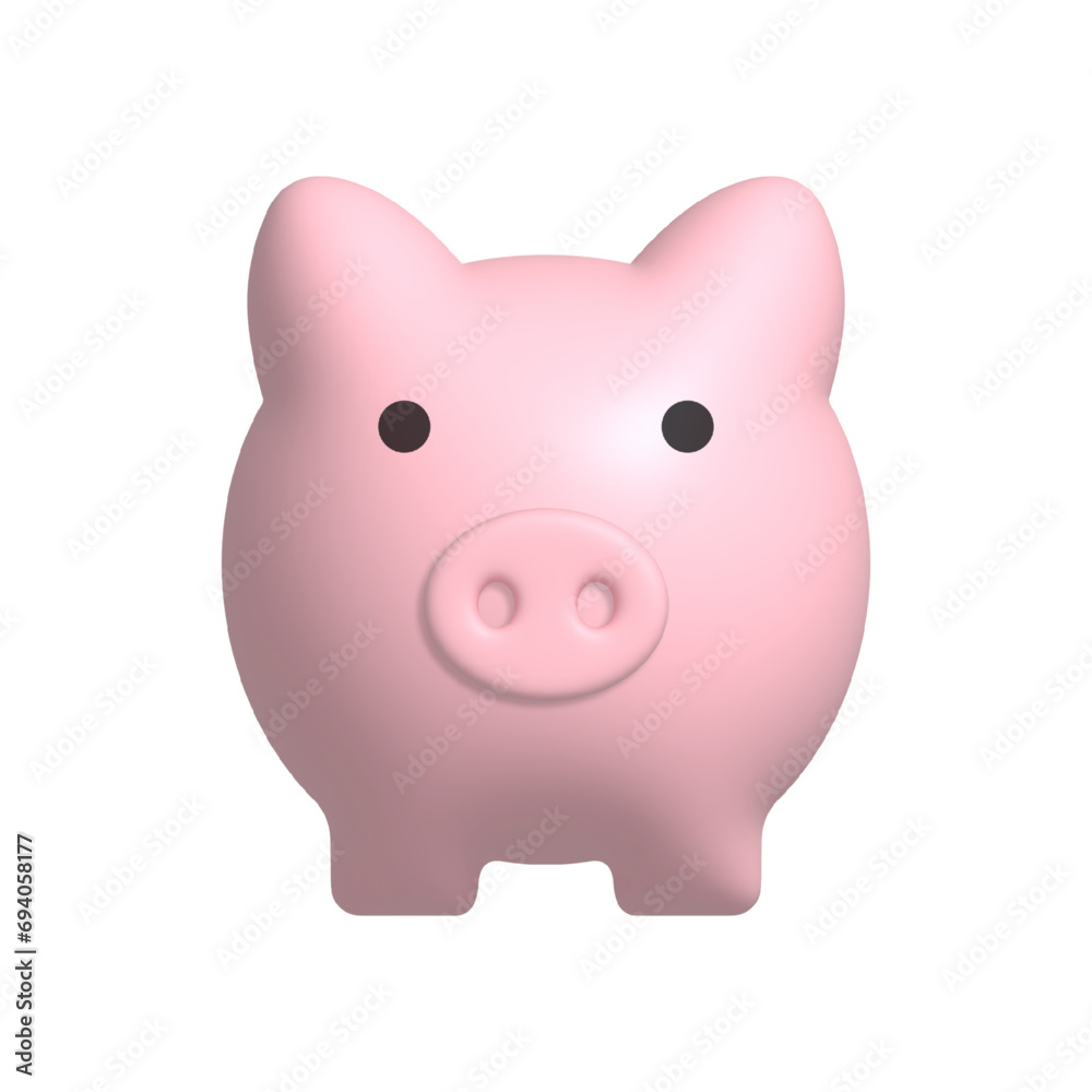 Piggy bank icon. Savings account. 3D Vector icon isolated on white background. Piggy bank icon. Savings account. 3D Vector icon isolated on white background.