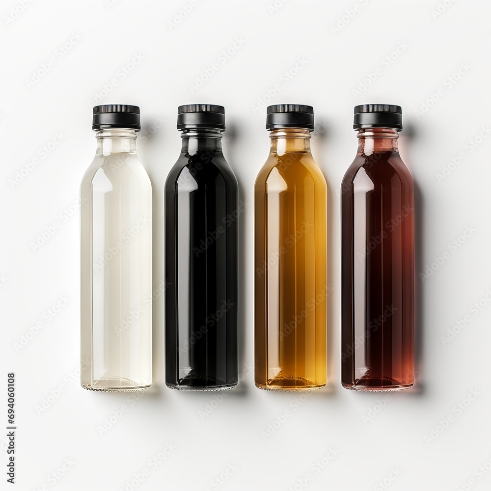 bottles mock-up natural over a white background, top view bottles mock-up natural over a white background, top view