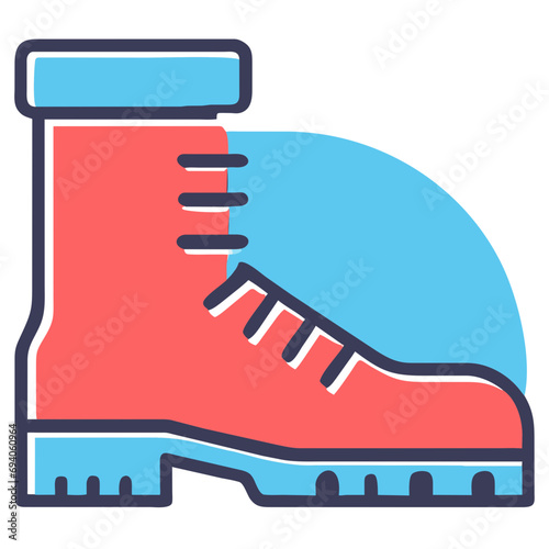 Hiking boots on a trail vektor icon illustation