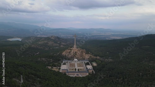 Aerial view of Cruz de los caidos, Spain photo