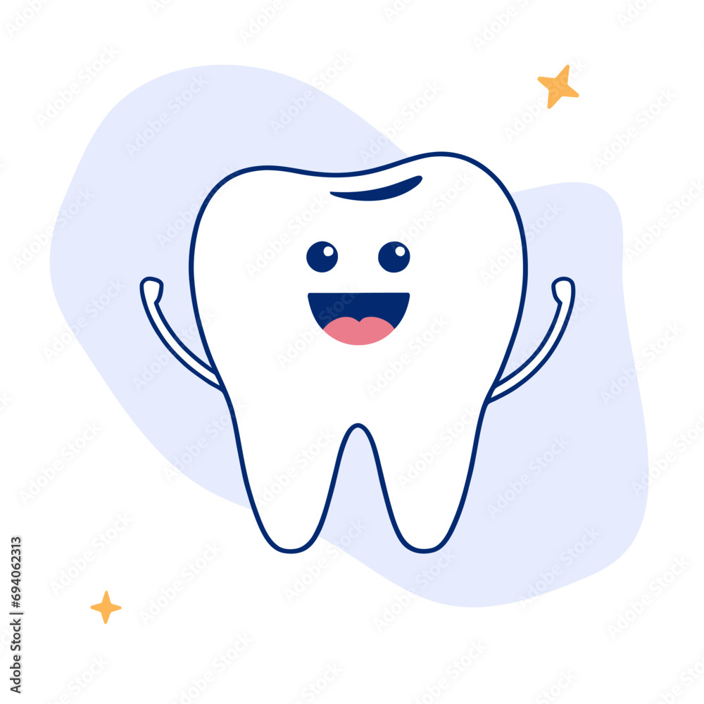 Cute tooth character, flat vector illustration. Cute tooth character, flat vector illustration.
