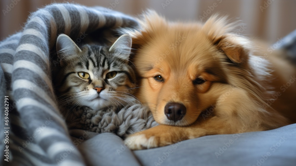cat and dog huggs at home
