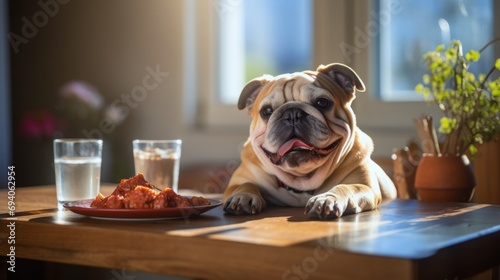 gorgeous dog eating healthy dogs food at home © DigitalMuseCreations