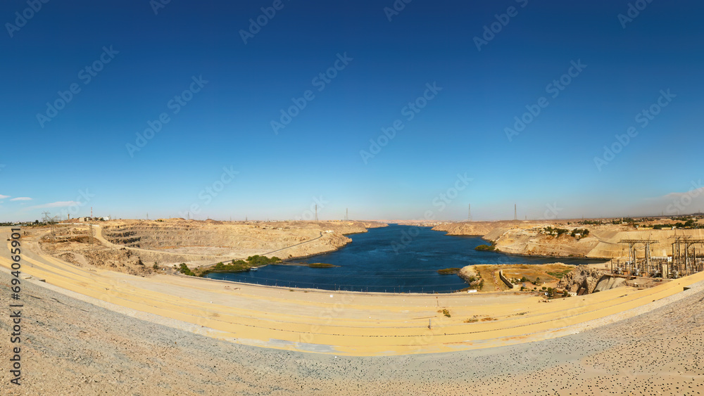 A view of Lake Nasser behind the huge Aswan Dam, Egypt