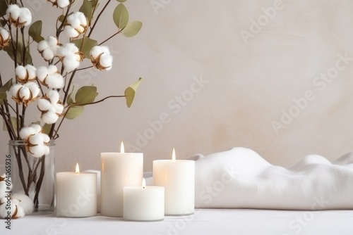 Candles and cotton branches