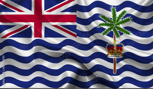 High detailed flag of British Indian Ocean Territory. National British Indian Ocean Territory flag. 3D illustration. photo