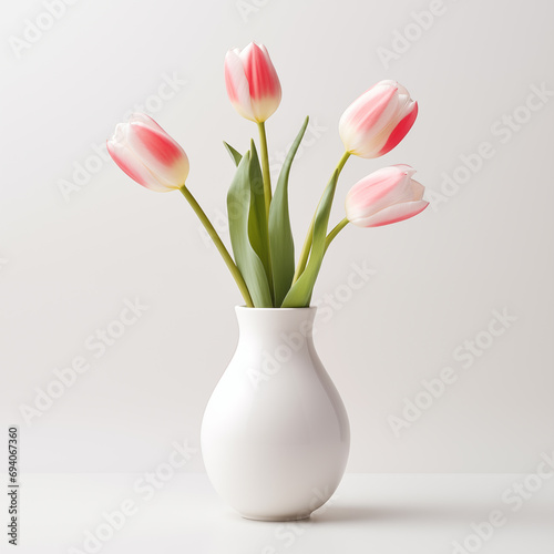 Wallpaper Mural Beautiful tulip in white vase white background Torontodigital.ca